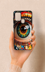 Samsung A21S Uyumlu Renkli Göz Bebeği Desenli Silikon Kılıf