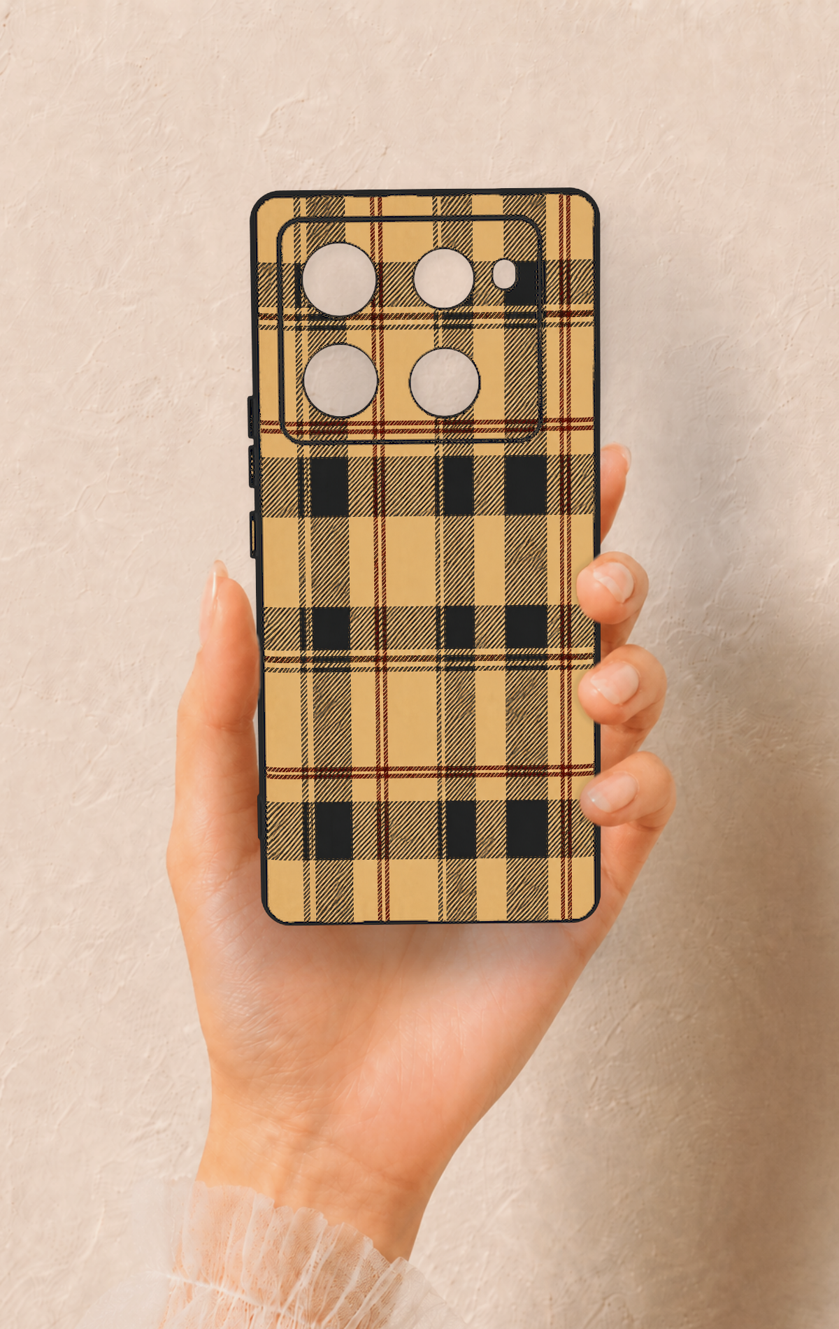 İnfinix Note 40 Pro Uyumlu Burberry Ekose Desenli Silikon Kılıf