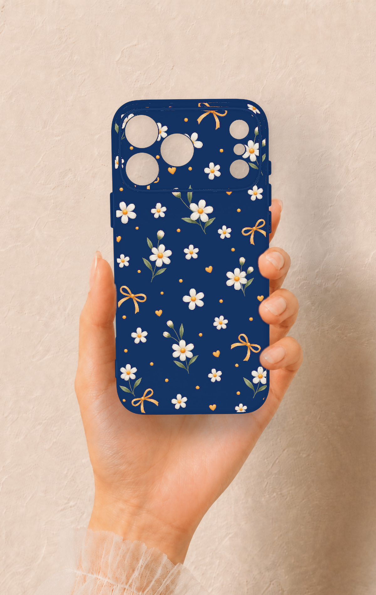 iPhone 17 Pro Max Uyumlu Papatya Fiyonk Desenli Silikon Kılıf
