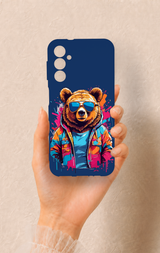 Samsung A14 Uyumlu Gözlüklü Ayı Desenli Silikon Kılıf