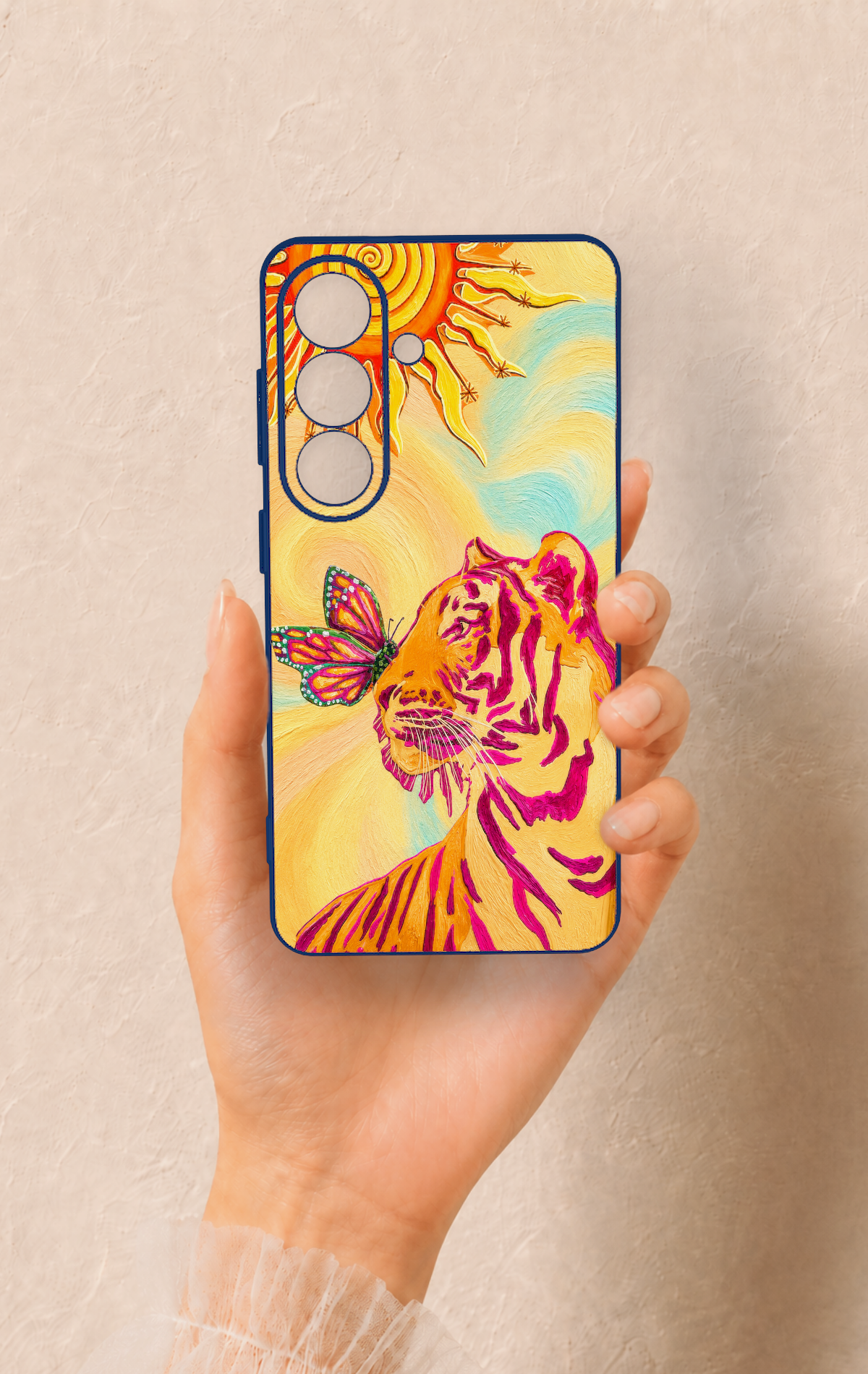 Samsung S26 Uyumlu Güneşin Kaplanı Desenli Silikon Kılıf
