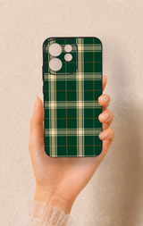 Oppo Reno 15F Uyumlu Klasik Yeşil Ekose Desenli Silikon Kılıf