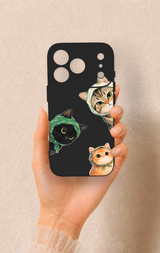 iPhone 17 Pro Uyumlu Kedi Ekibi Desenli Silikon Kılıf