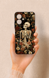 Tecno Spark Go 2 Uyumlu Çiçek İskelet Desenli Silikon Kılıf