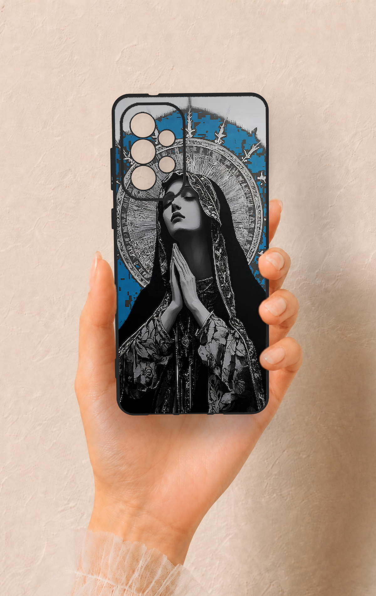 Samsung-A73 Uyumlu Rahibe Desenli Silikon Kılıf