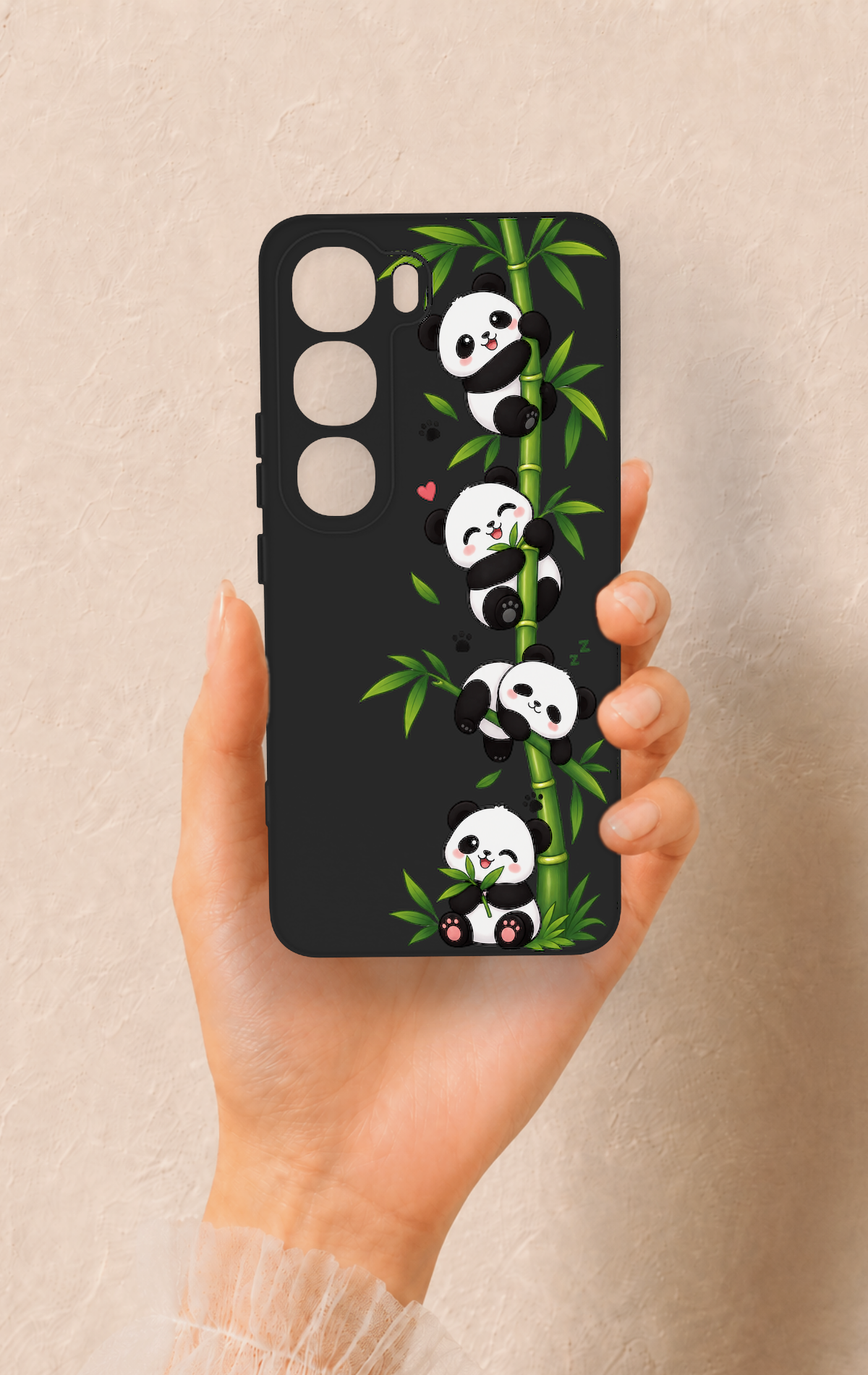 Vivo V40 Lite 5G Uyumlu Sevimli Panda Bambu Desenli Silikon Kılıf