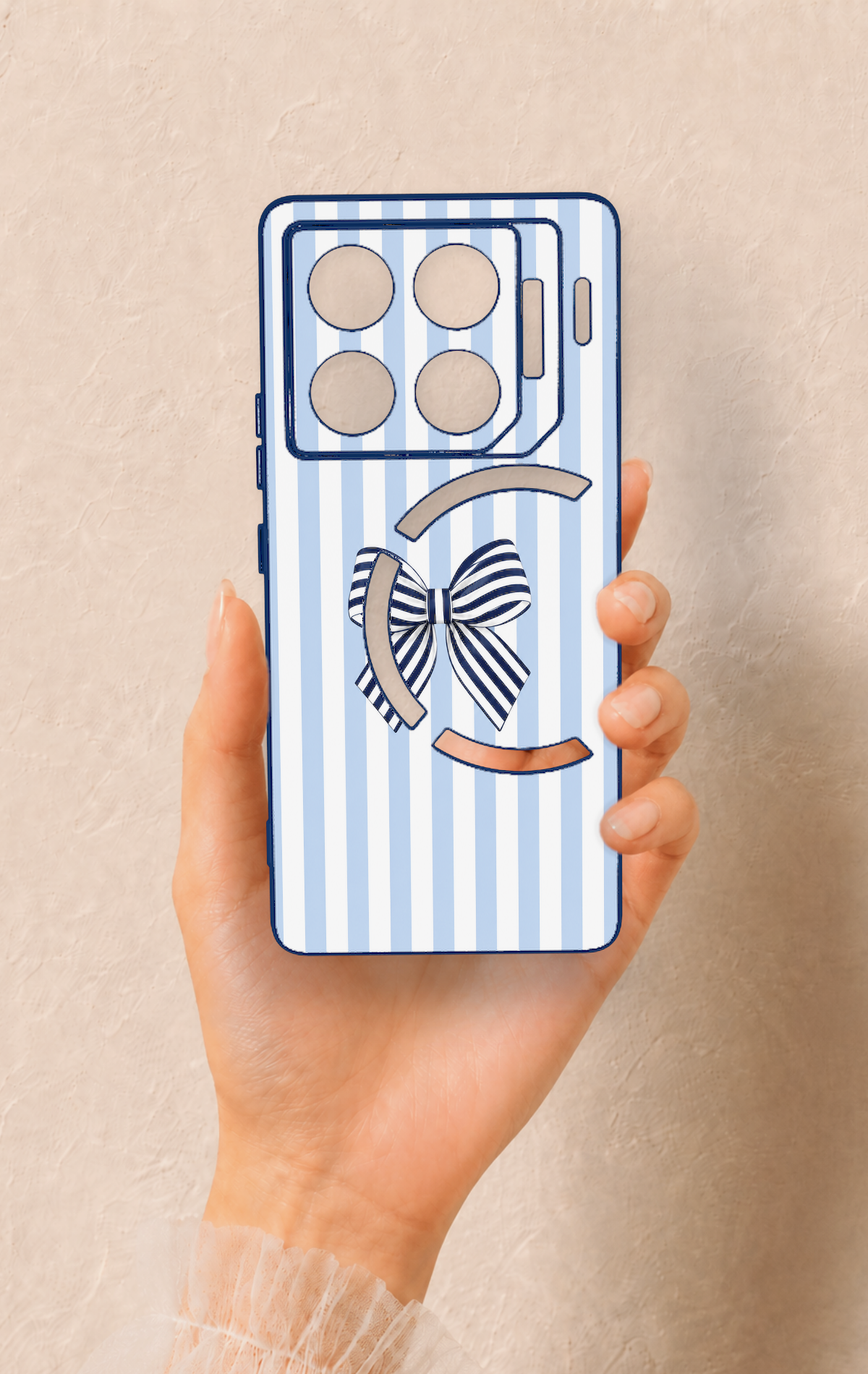 İnfinix Gt 20 Pro Uyumlu Mavi Beyaz Kurdele Desenli Silikon Kılıf