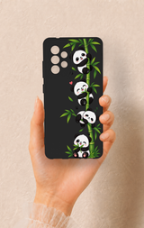 Samsung A52 Uyumlu Sevimli Panda Bambu Desenli Silikon Kılıf