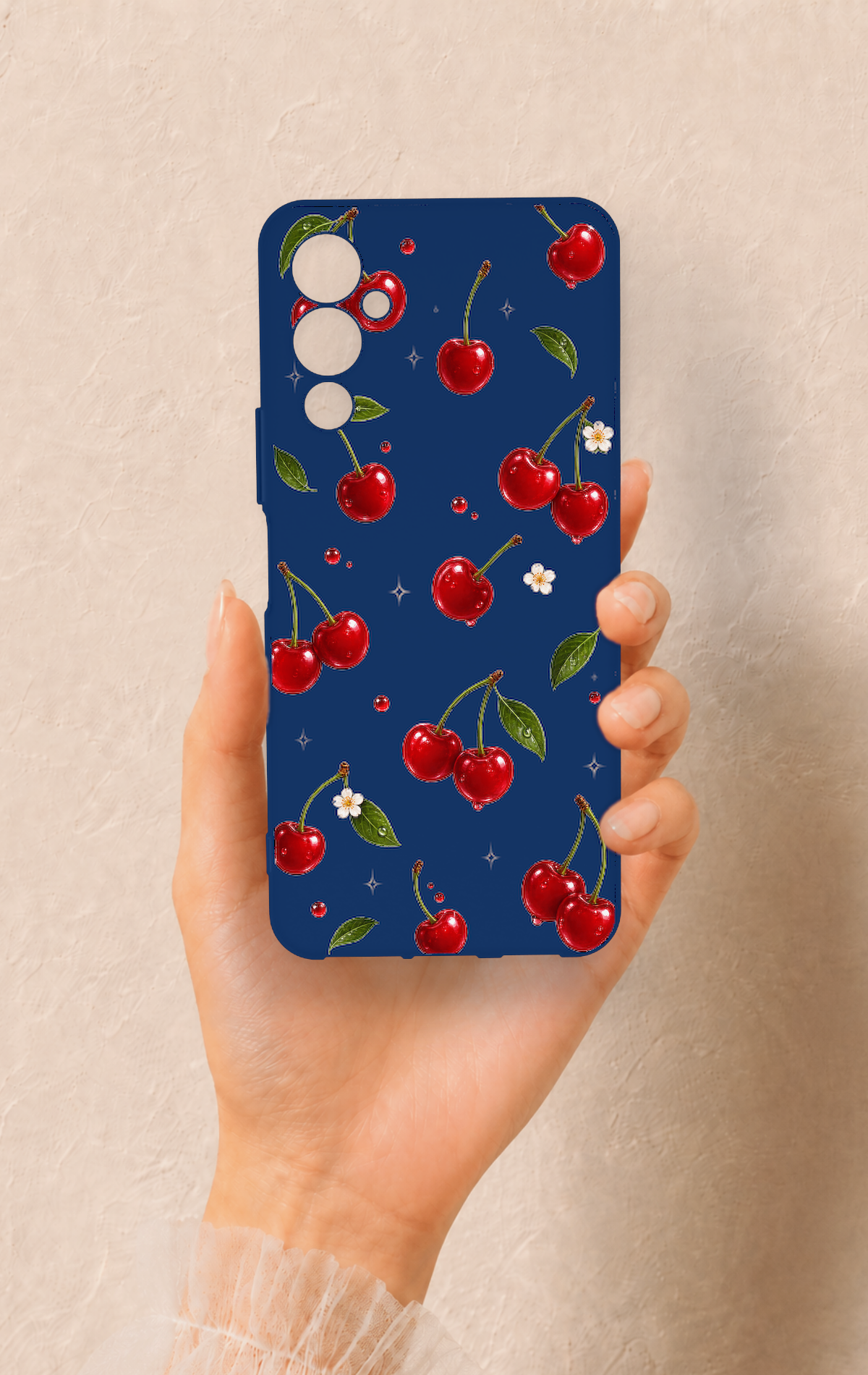 Tecno Pova Neo 4 Uyumlu Kiraz Papatya Desenli Silikon Kılıf
