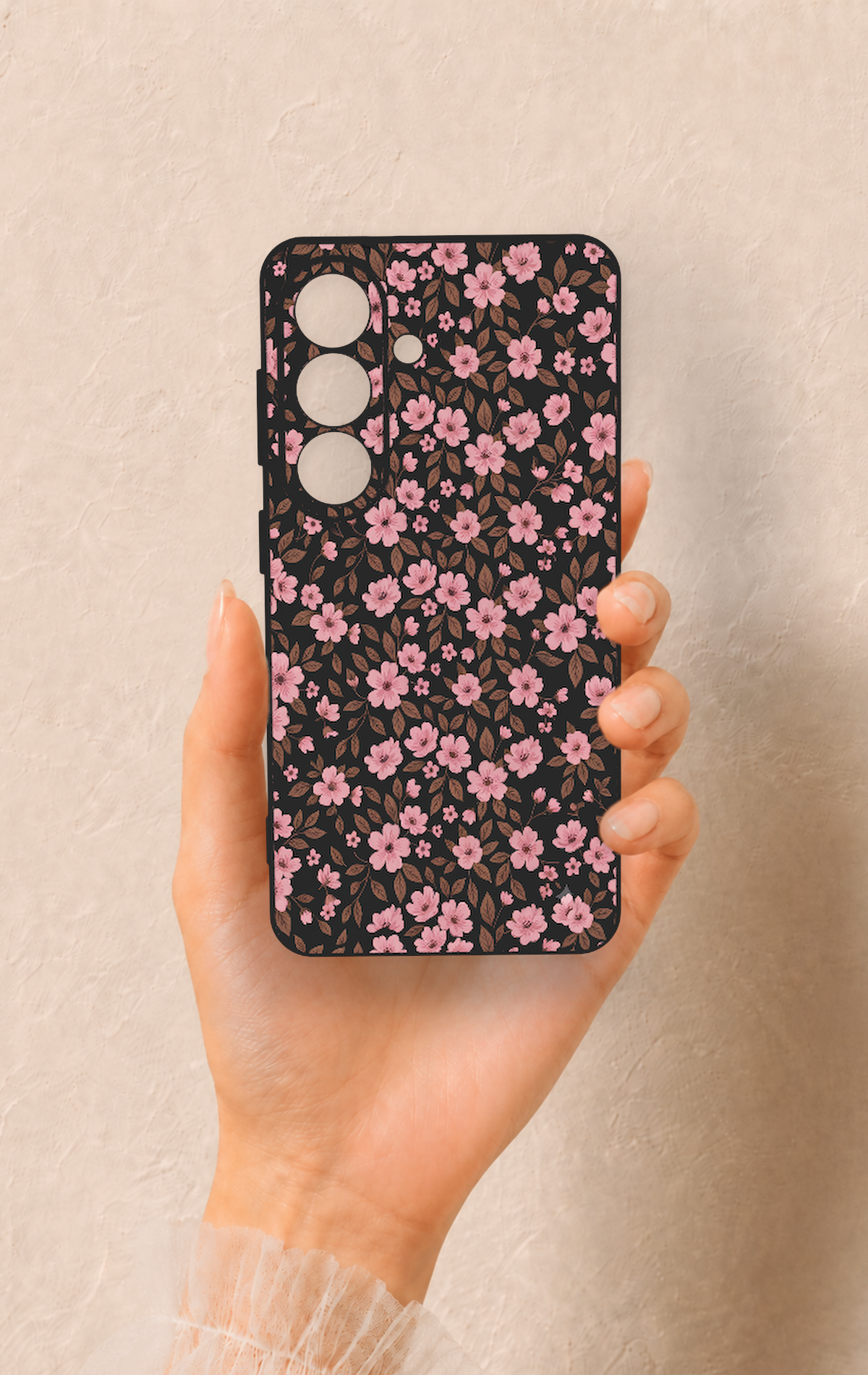 Samsung S26 Uyumlu Mini Pembe Çiçek Desenli Silikon Kılıf