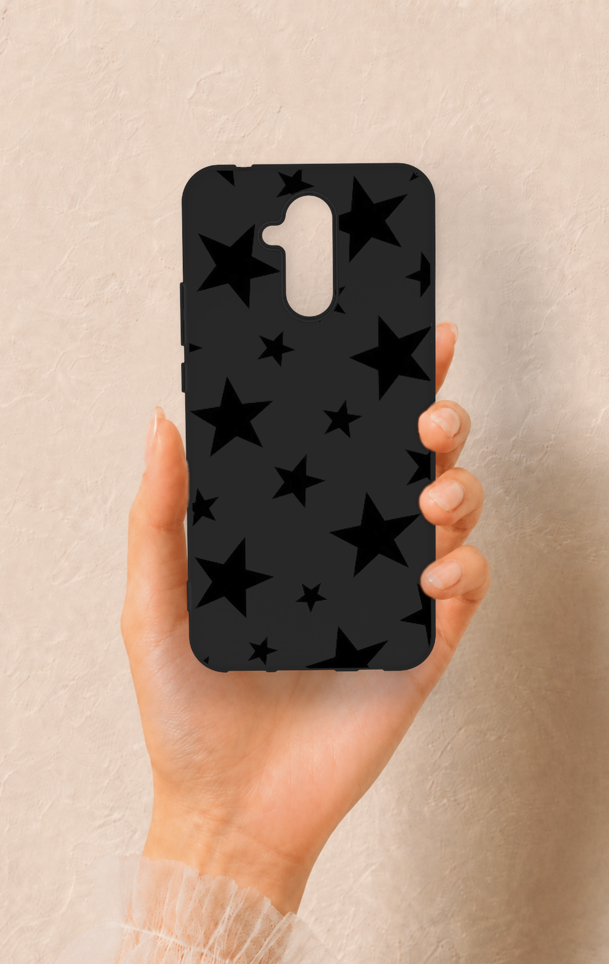 Huawei Mate 20 Lite Uyumlu Siyah Star Desenli Silikon Kılıf