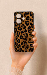 Vivo V60 Lite Uyumlu Koyu Leopar Deri Desenli Silikon Kılıf