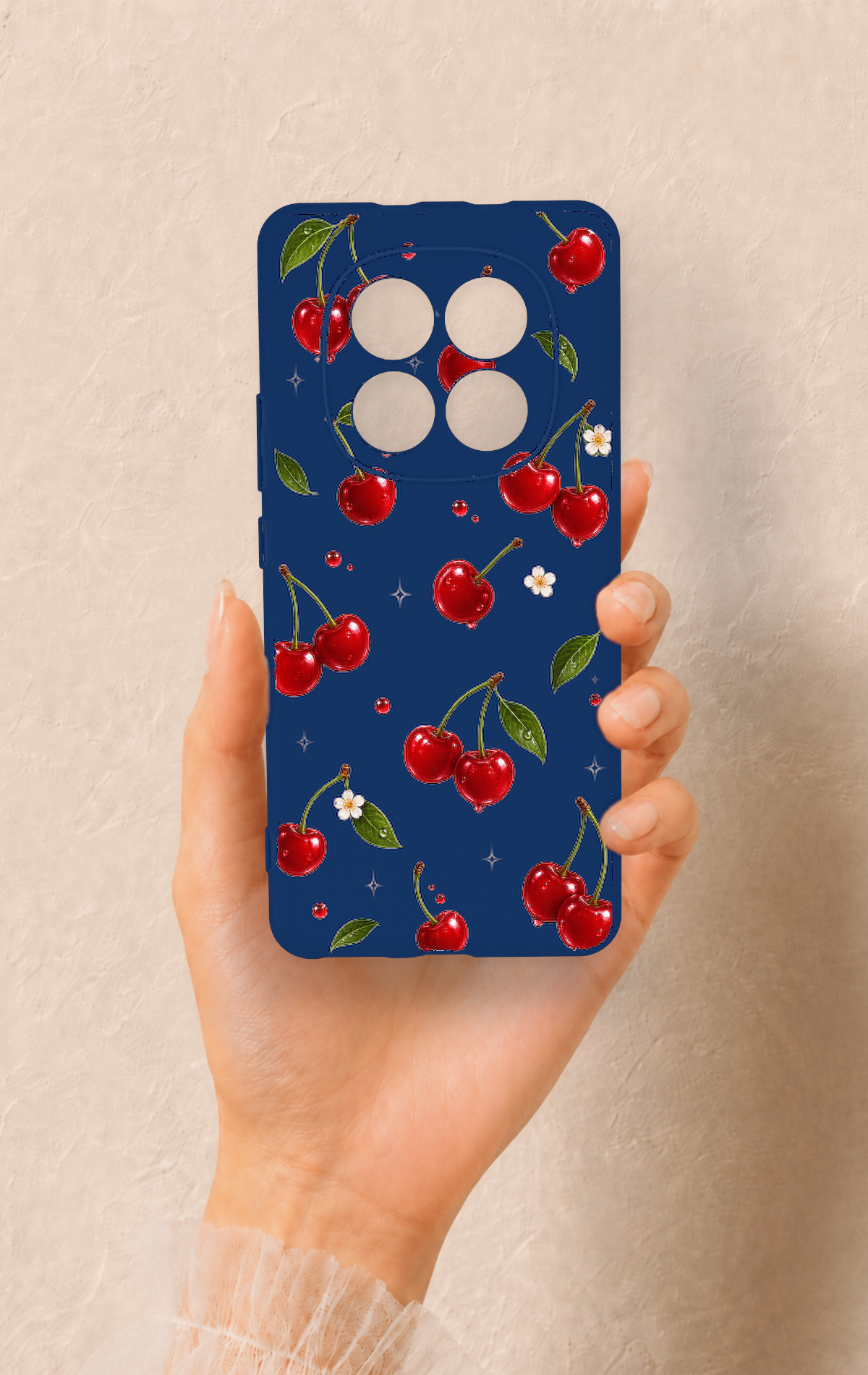 REDMİ NOTE 15 4G Uyumlu Kiraz Papatya Desenli Silikon Kılıf