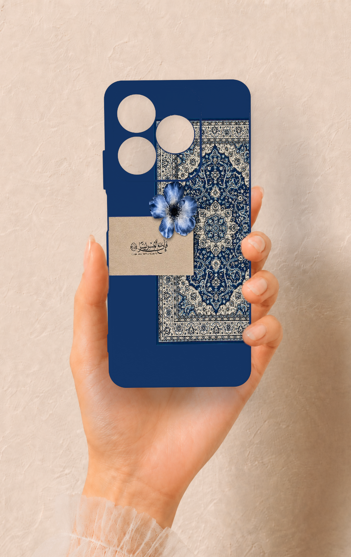 Realme C63 Uyumlu Mavi Etnik Halı Desenli Silikon Kılıf