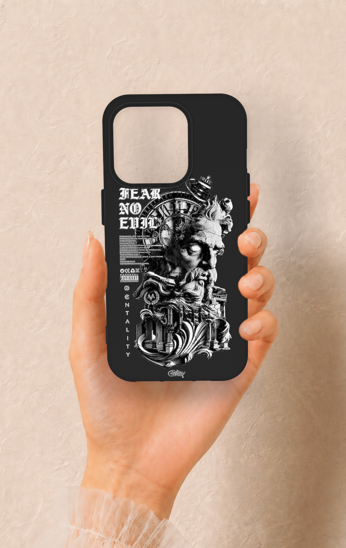 iPhone 15 Pro Uyumlu Fear No Evil Desenli Silikon Kılıf