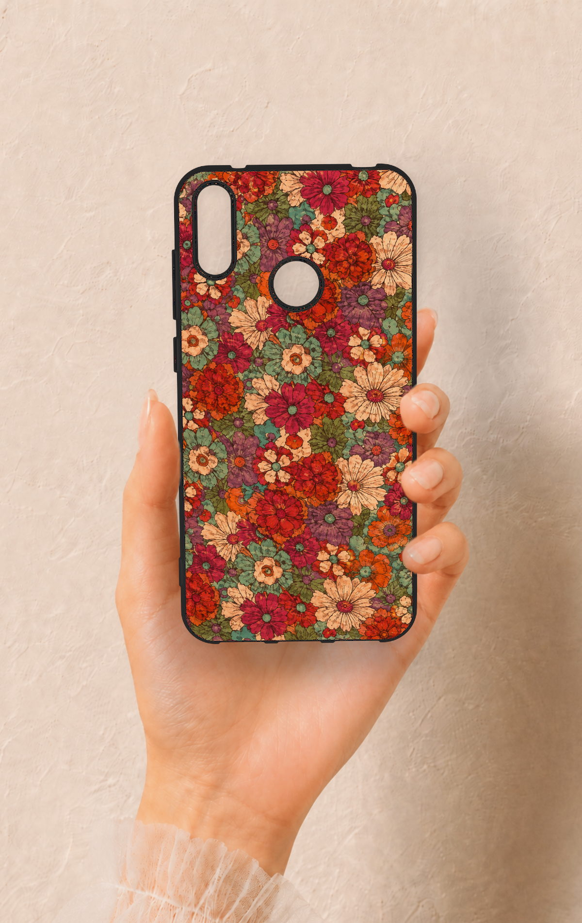 Huawei Y7 2019 Uyumlu Pastel Çiçek Bahçesi Desenli Silikon Kılıf