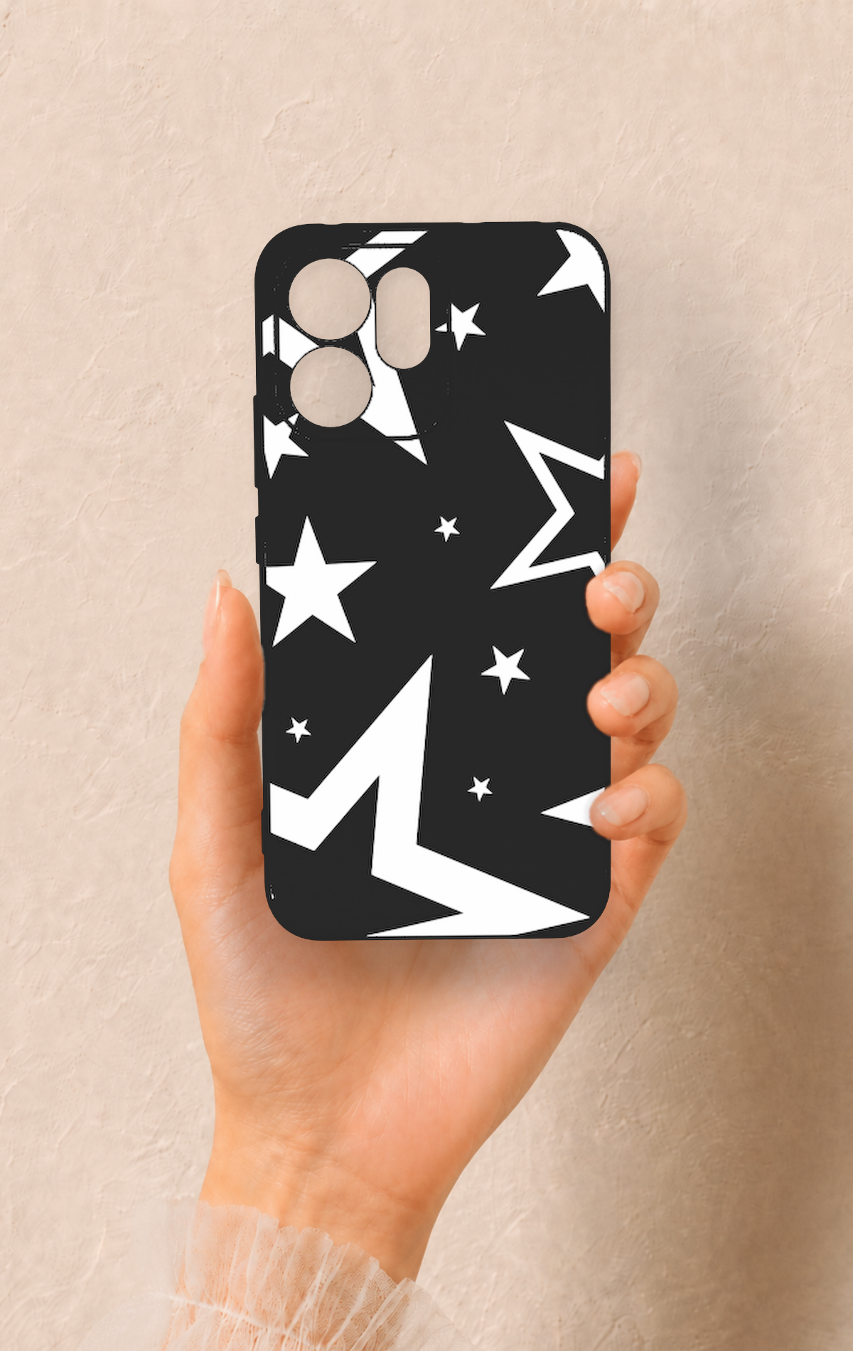 Oppo Reno 14F Uyumlu Siyah Mega Star Desenli Silikon Kılıf