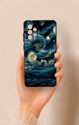 Samsung-A72 Uyumlu Yıldızlı Gece Desenli Silikon Kılıf