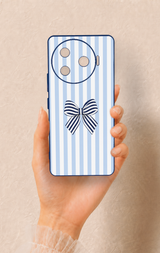 Tecno Camon 30 Pro 5G Uyumlu Mavi Beyaz Kurdele Desenli Silikon Kılıf
