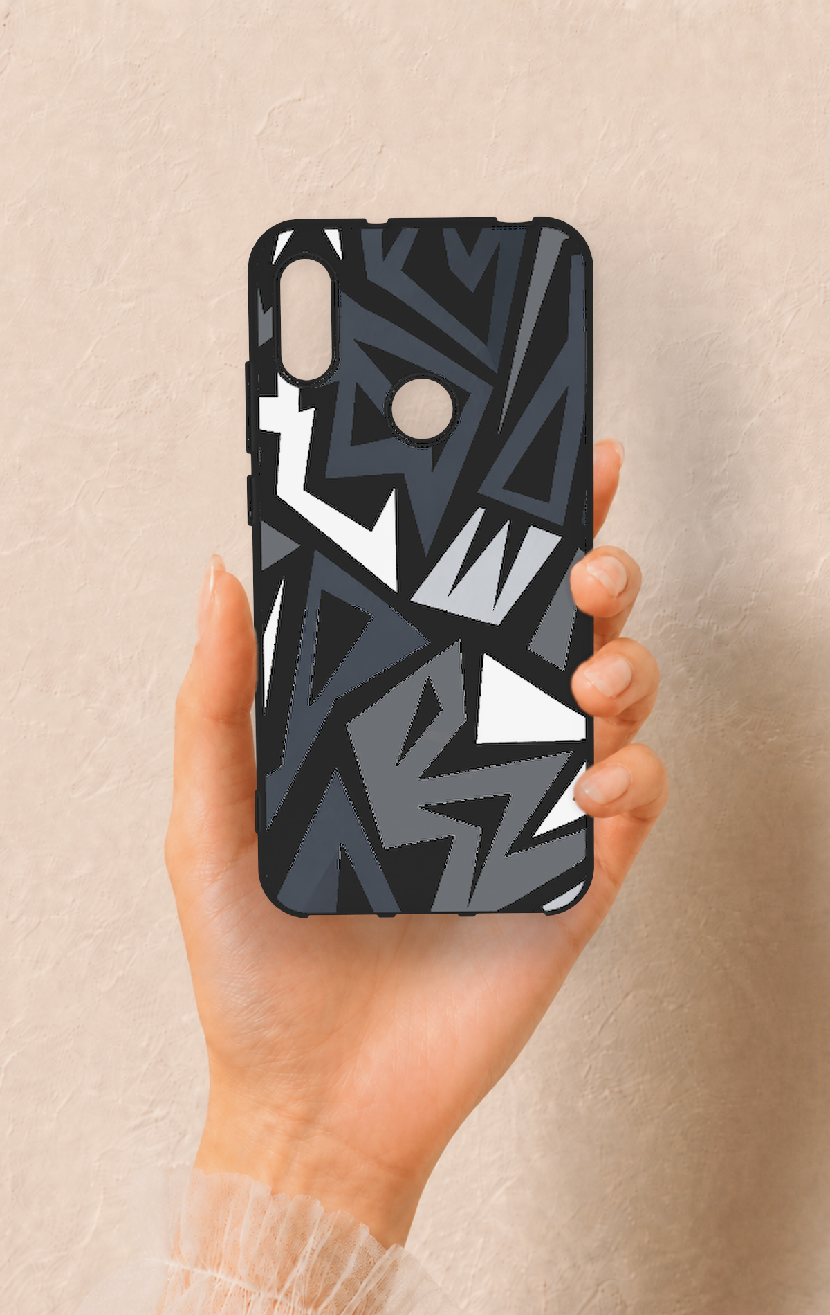 Huawei Y6 2019 Uyumlu Geometrik Blok Desenli Silikon Kılıf