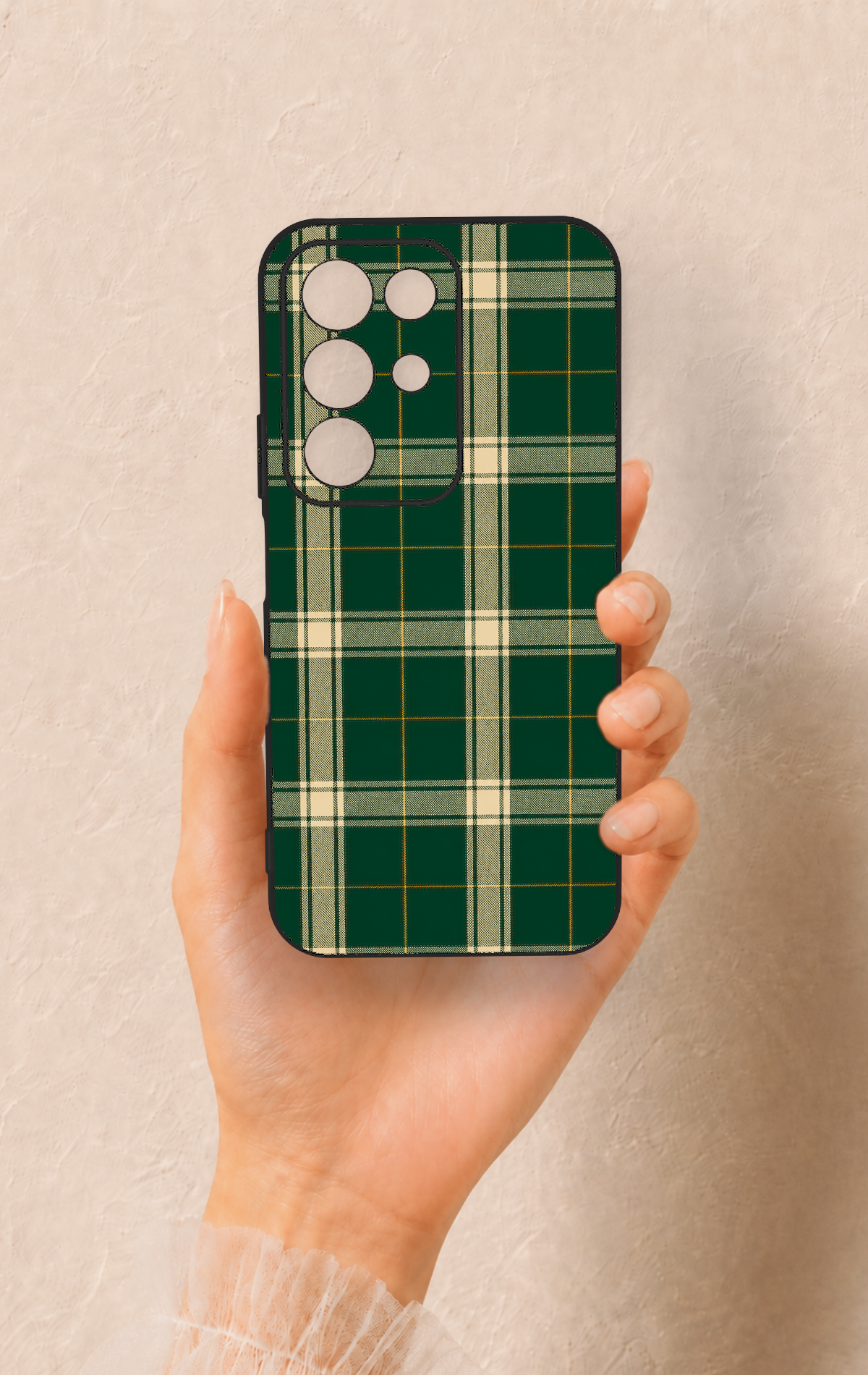 Realme C85 5G Uyumlu Klasik Yeşil Ekose Desenli Silikon Kılıf