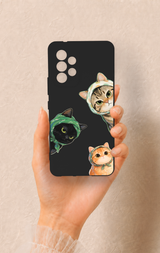 Samsung A53 Uyumlu Kedi Ekibi Desenli Silikon Kılıf