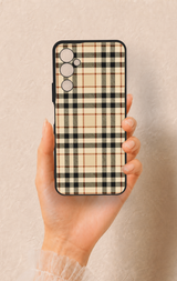 Tecno Pova Neo 2 Uyumlu Karamel Siyah Ekose Desenli Silikon Kılıf