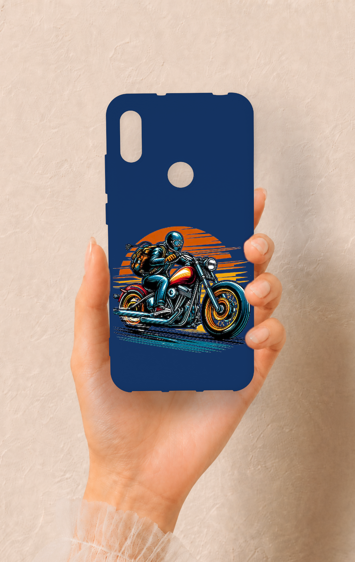 Huawei Y6 2019 Uyumlu Moto Rider Desenli Silikon Kılıf