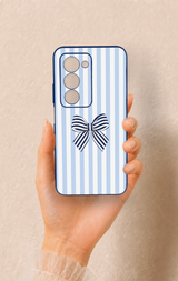 Redmi 15 5G Uyumlu Mavi Beyaz Kurdele Desenli Silikon Kılıf