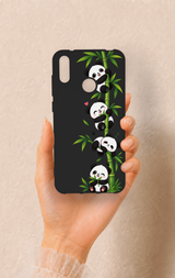Huawei Y7 2019 Uyumlu Sevimli Panda Bambu Desenli Silikon Kılıf