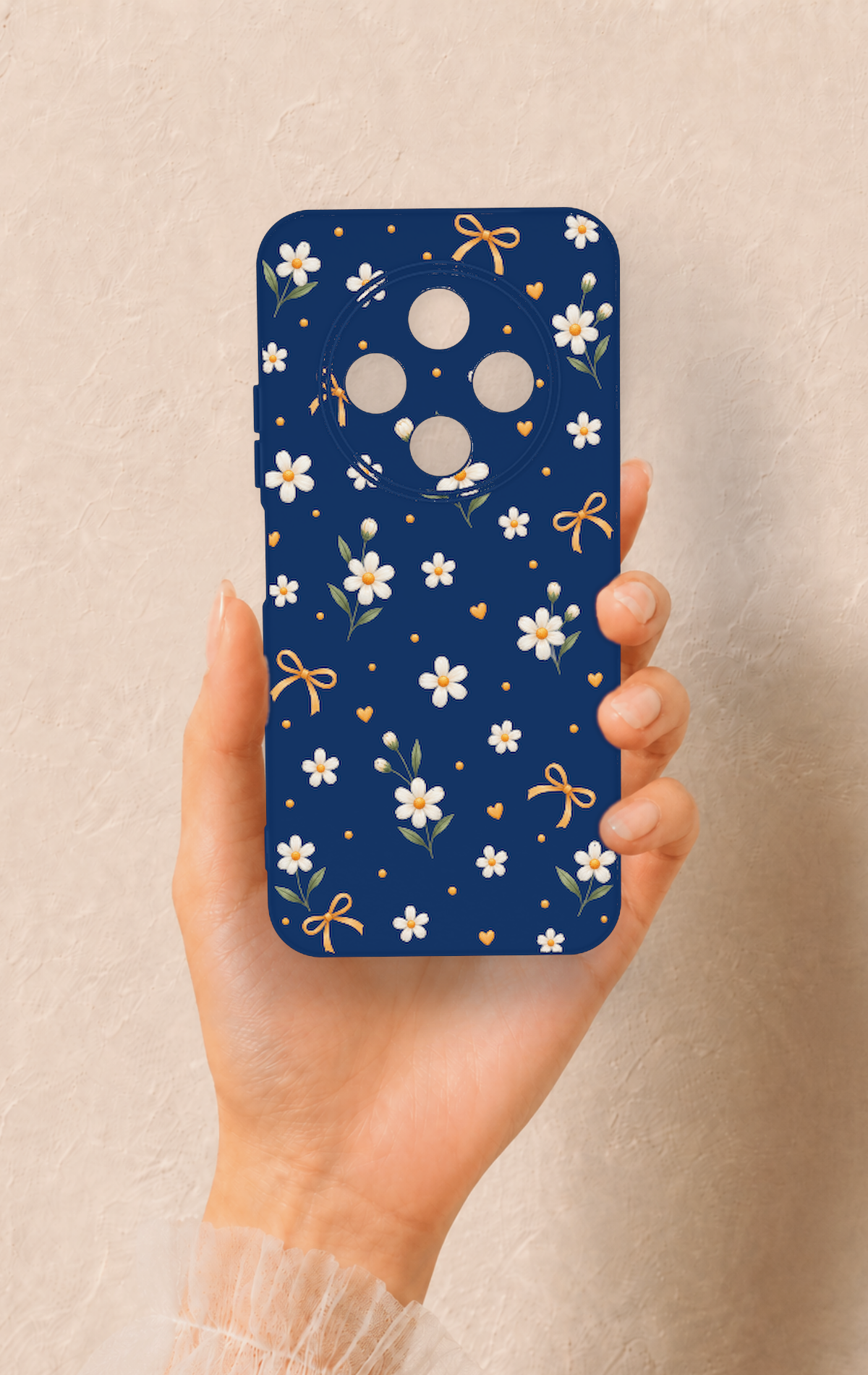 Tecno Spark 30C Uyumlu Papatya Fiyonk Desenli Silikon Kılıf