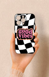 iPhone 13 Pro Max Uyumlu Black Good Vibes Desenli Silikon Kılıf