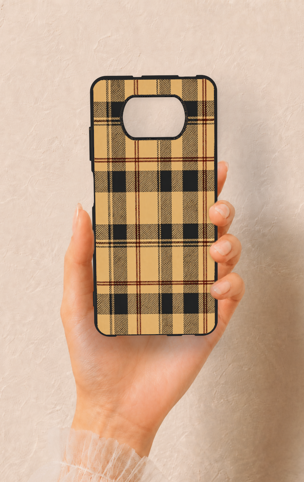 Poco X3 Uyumlu Burberry Ekose Desenli Silikon Kılıf