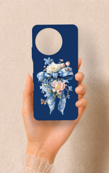 Realme 11 Uyumlu Mavi Kurdeleli Çiçek Desenli Silikon Kılıf