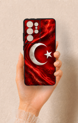Samsung S21 Ultra Uyumlu Türk Bayrağı Desenli Silikon Kılıf