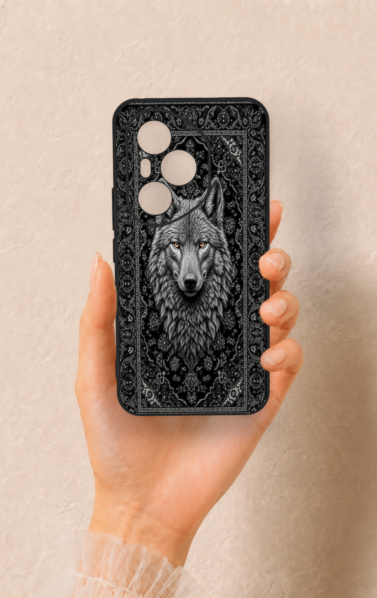 Honor 400 Pro Uyumlu Etnik Kurt Desenli Silikon Kılıf