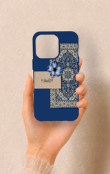 iPhone 13 Pro Uyumlu Mavi Etnik Halı Desenli Silikon Kılıf