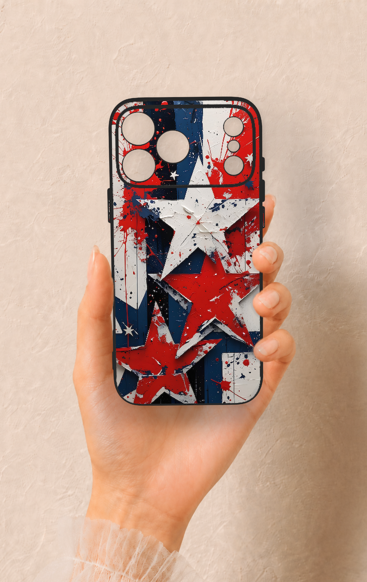 iPhone 17 Pro Max Uyumlu Star Flag Desenli Silikon Kılıf