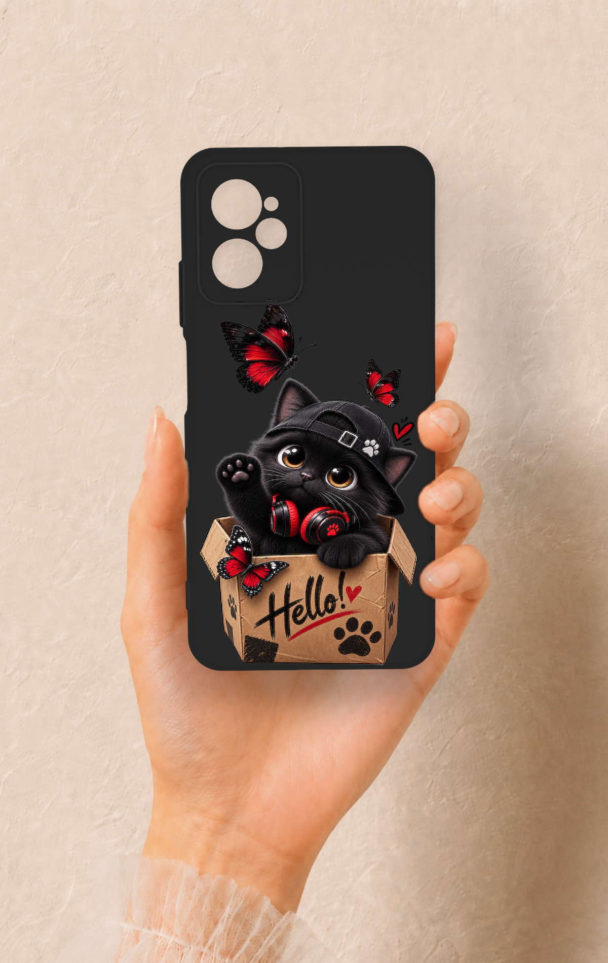 Casper Via X30 Uyumlu Hello Cat Desenli Silikon Kılıf