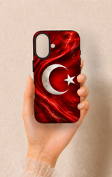 iPhone 16 Uyumlu Türk Bayrağı Desenli Silikon Kılıf