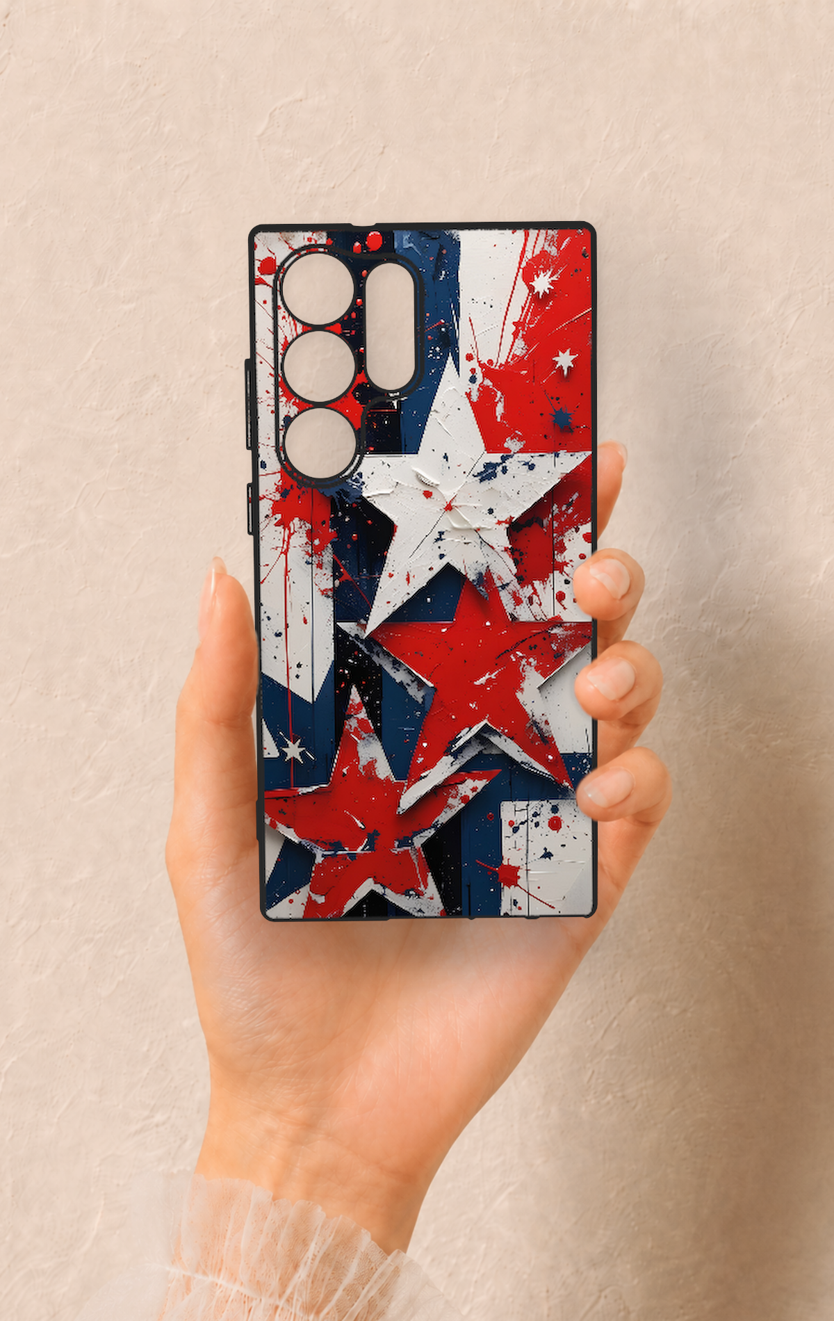 Samsung S23 Ultra Uyumlu Star Flag Desenli Silikon Kılıf