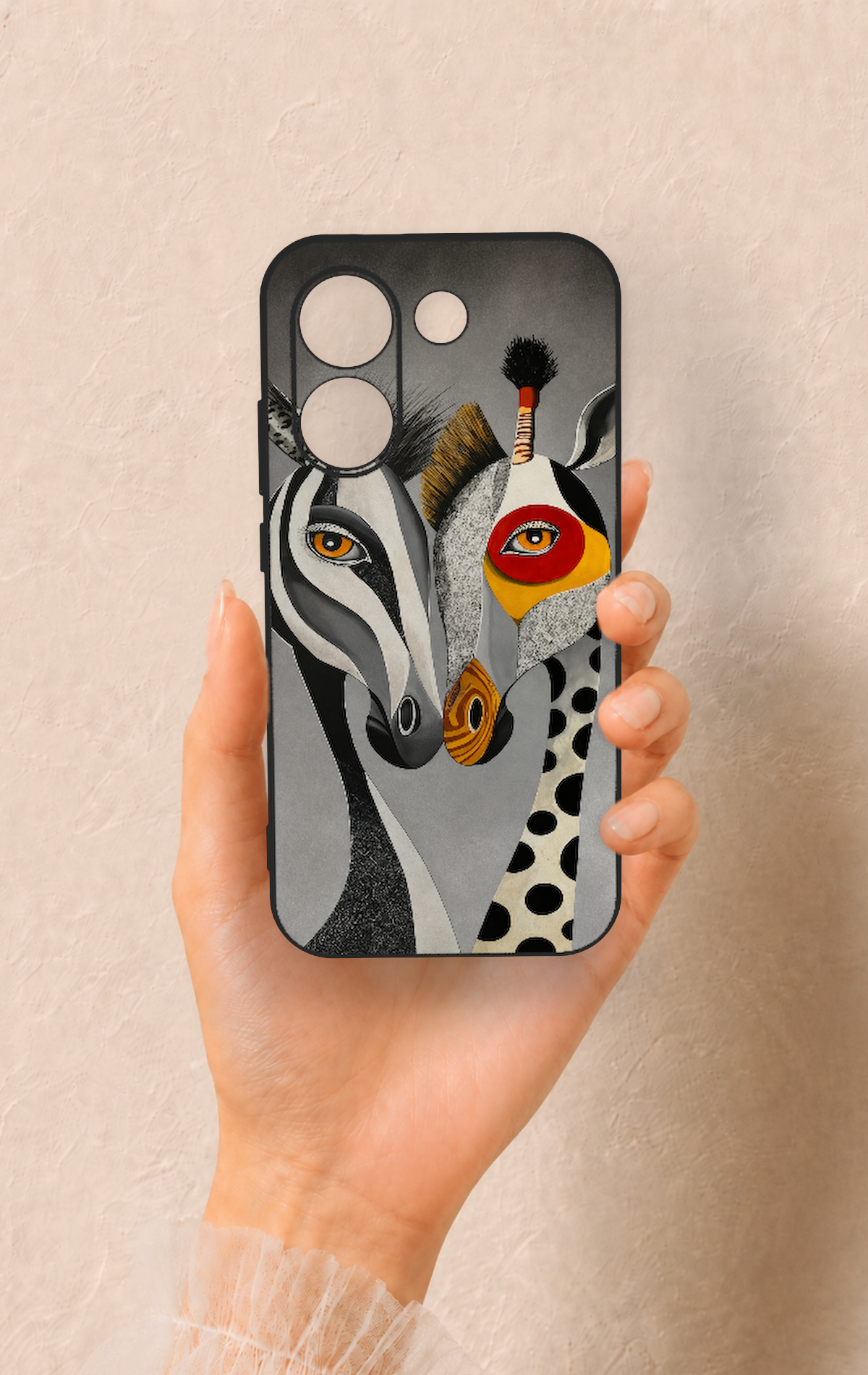Poco X8 Pro Uyumlu Zebra ve Zürafa Desenli Silikon Kılıf