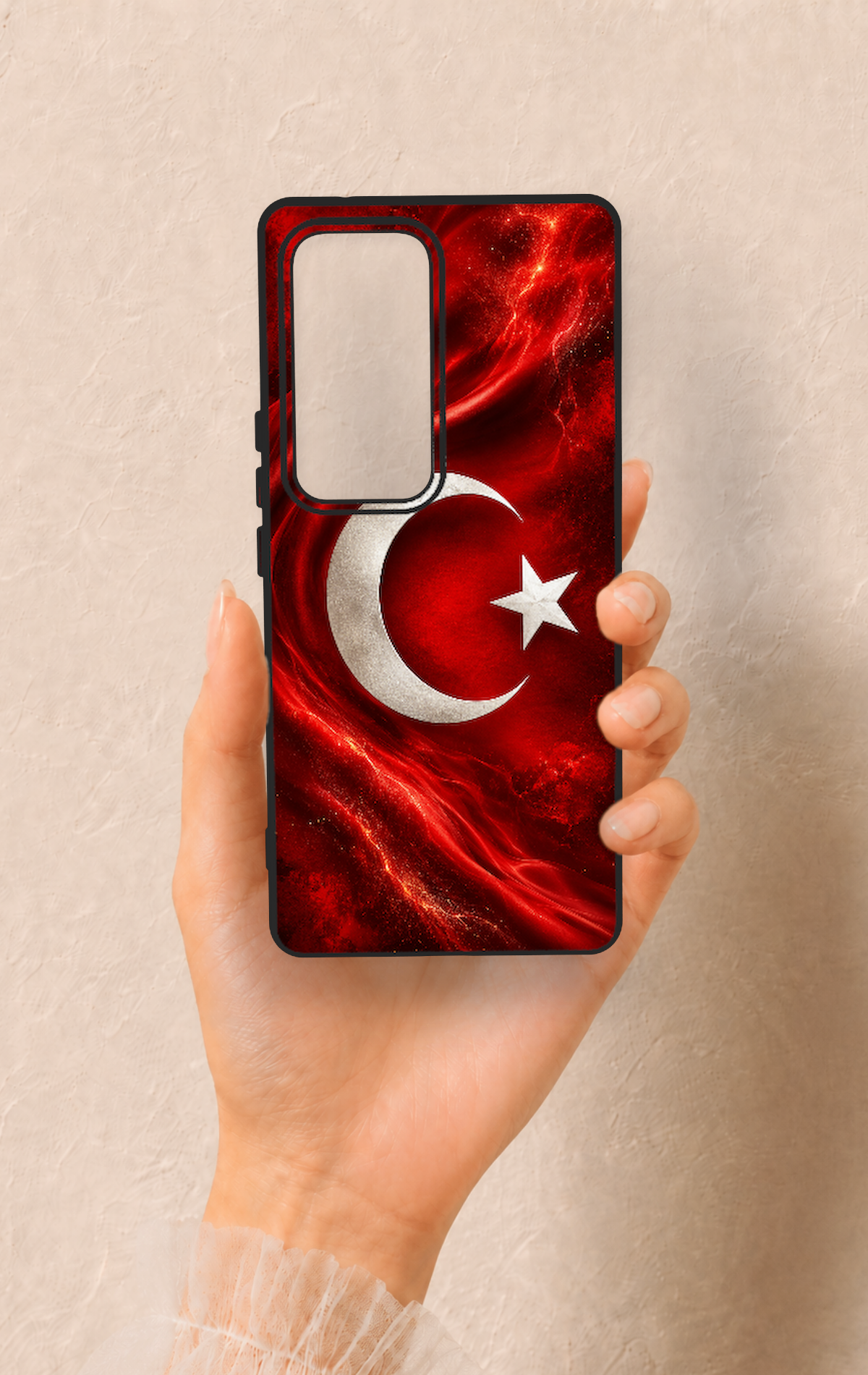Vivo V30 Uyumlu Türk Bayrağı Desenli Silikon Kılıf