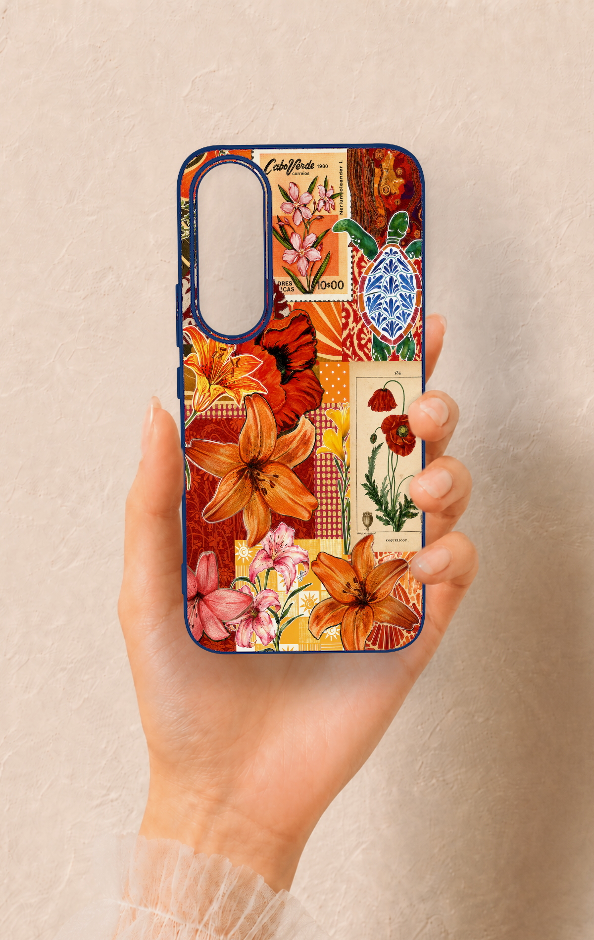 Vivo V70 FE 5G Uyumlu Turuncu Zambak Desenli Silikon Kılıf