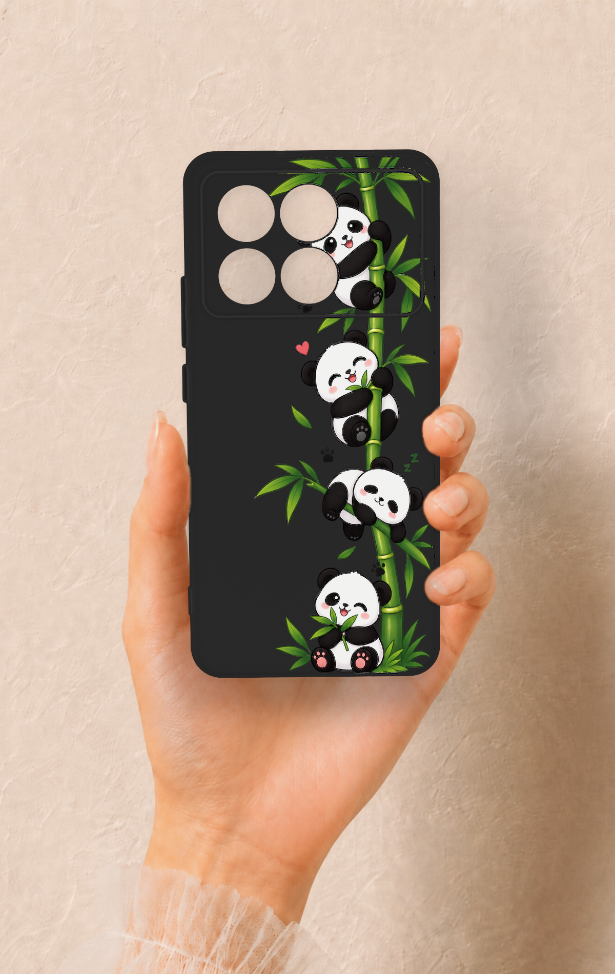 Poco X6 Pro Uyumlu Sevimli Panda Bambu Desenli Silikon Kılıf