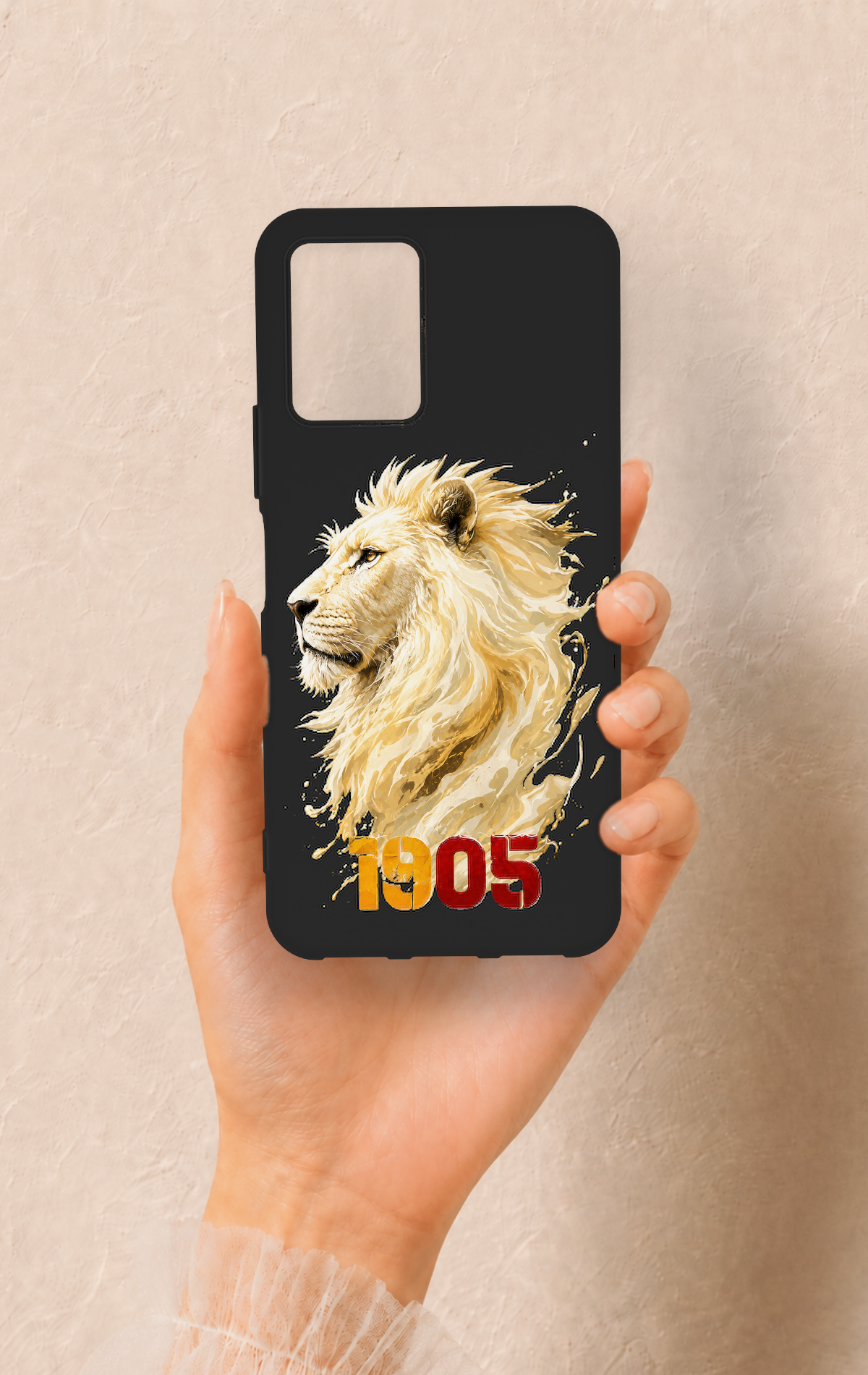 Vivo Y33S Uyumlu Sarı Kırmızı 1905 Aslan Desenli Silikon Kılıf