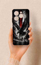 İnfinix Hot 40 Pro Uyumlu Kara Kartal Desenli Silikon Kılıf