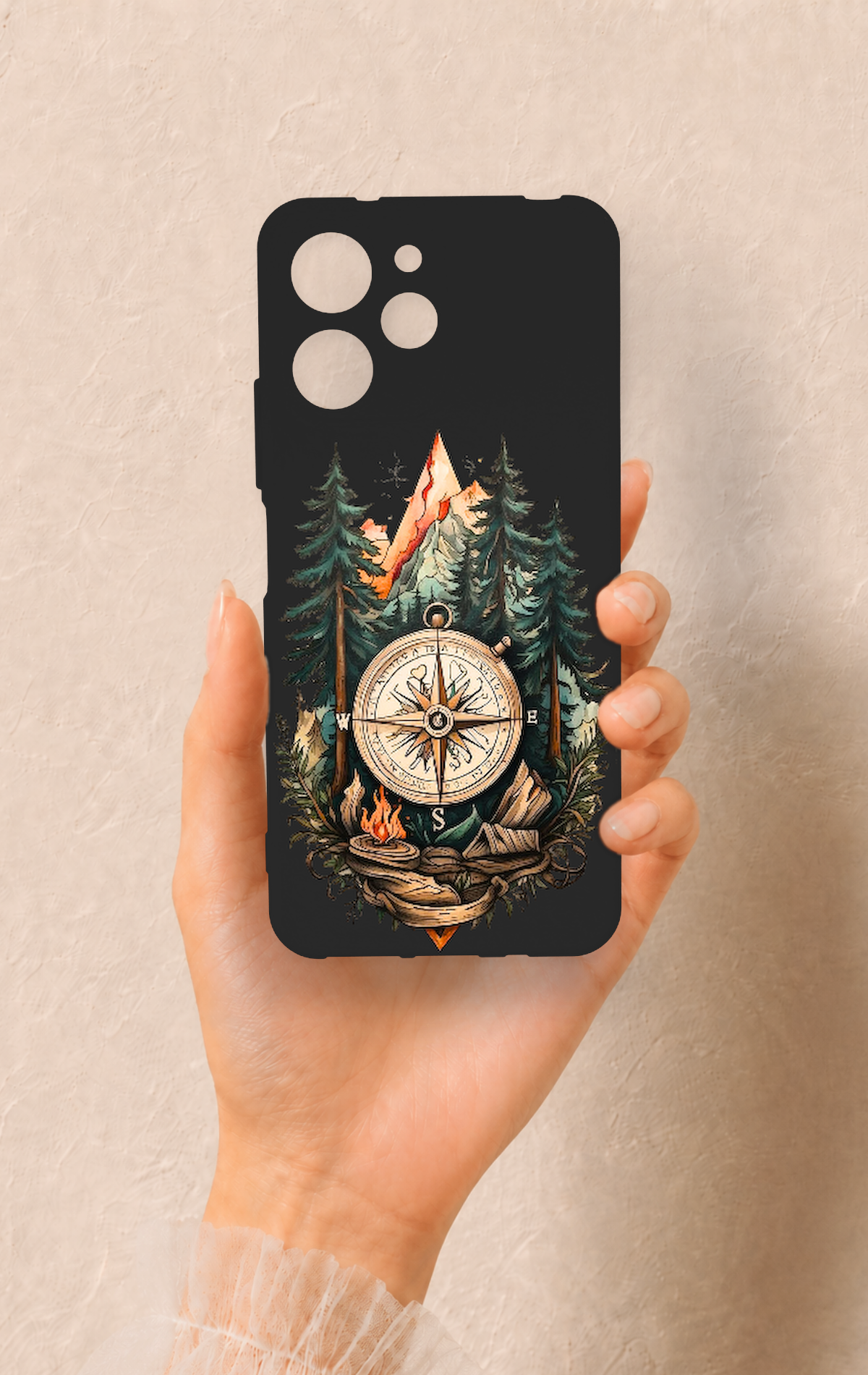 Redmi 12 Uyumlu Pusula Orman Desenli Silikon Kılıf