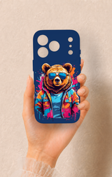 iPhone 17 Pro Uyumlu Gözlüklü Ayı Desenli Silikon Kılıf