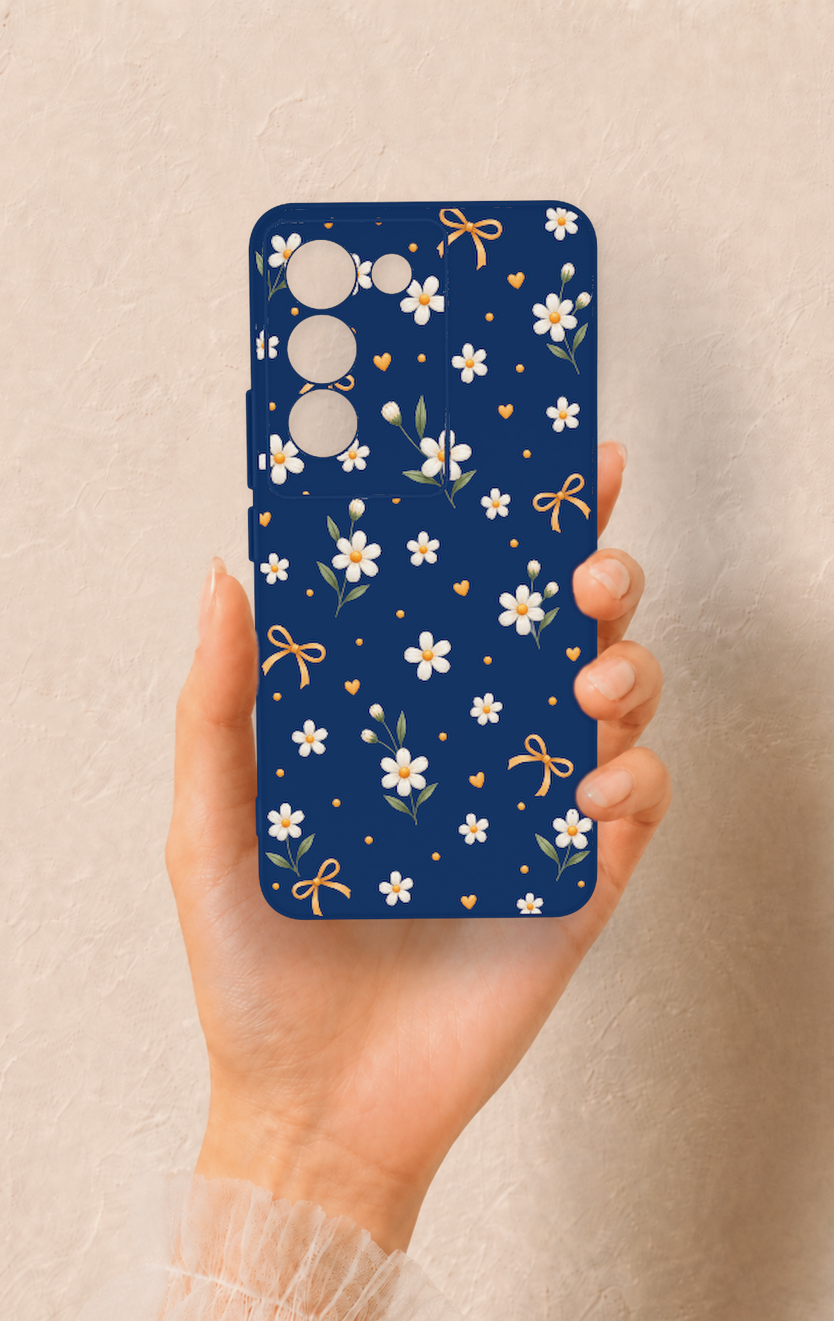 Vivo V30 Lite Uyumlu Papatya Fiyonk Desenli Silikon Kılıf